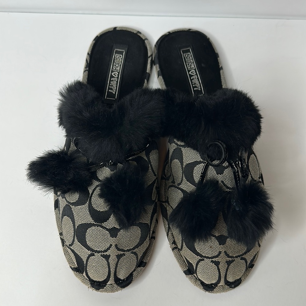 Coach Poppy Black Slippers 10B